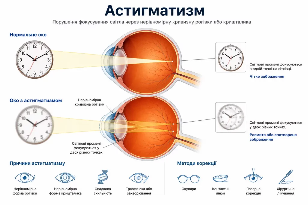 Астигматизм: причини, симптоми та лікування